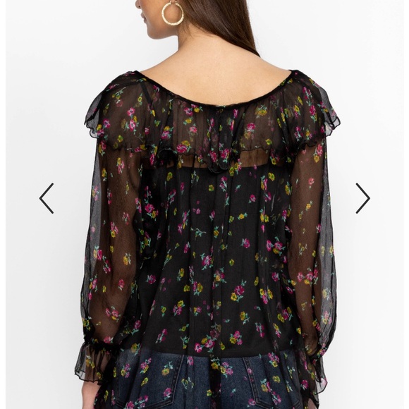 JOHNNY WAS 100% Silk Peasant Top Large - Picture 4 of 4